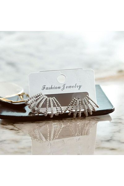 demirosa Fan and Chain Detailed Hoop Earrings”