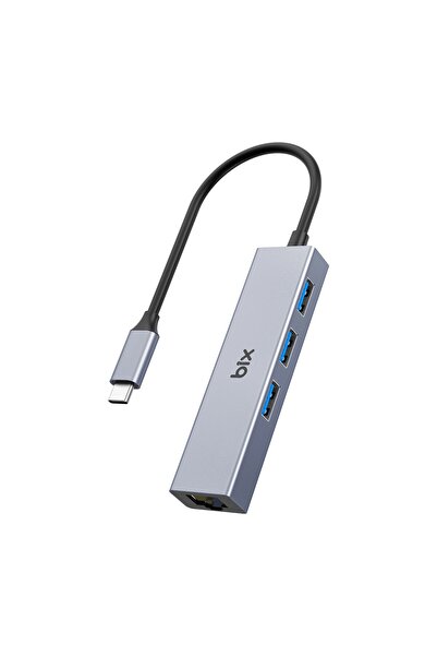 Bix Type-C USB 3.0 Gigabit Ethernet 3 Portlu Çoklayıcı Hub