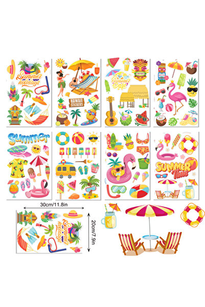Choice9 20x30CM DM014-summer 8 Sheets Cartoon Flower Hawaii Window Clings Sta...