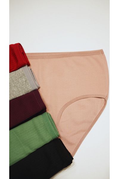 Humaone Chiloți din velur cu talie înaltă, 100% bumbac, 6 piese, pentru femei, gri, visiniu, verde, prune, nurcă, negru