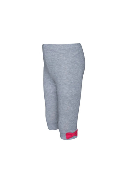 LOVETTI Basic Knee-length Leggings Capri with Gray Bow for Girls