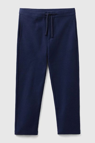 United Colors of Benetton Pantaloni de sport pentru băieți bleumarin - imprimeu cu logo și talie adunată