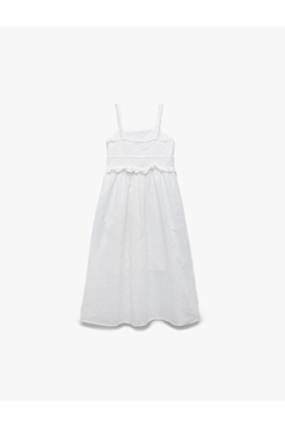 Koton Rochie din bumbac cu guler pătrat din dantelă cu detaliu brodat