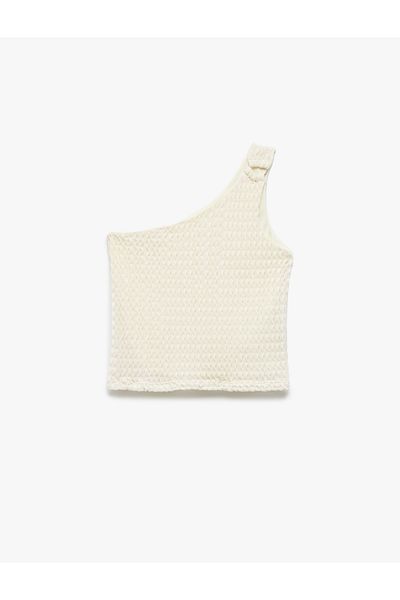 Koton One Shoulder Buckle Detailed Sleeveless Crop Blouse