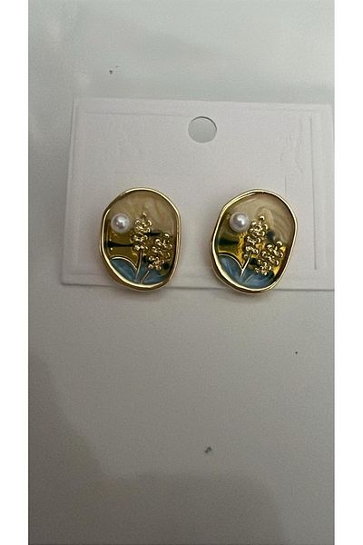 demirosa Flower patterned earrings