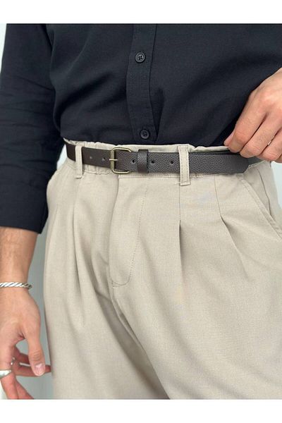 Gambocci Men's Faux Leather Thin Fabric Trouser Belt