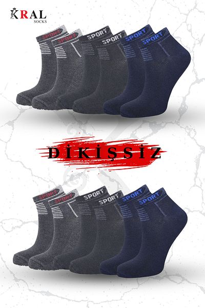 KRAL SOCKS Чорапи унисекс, 6 чифта, парфюмирани, безшевни памучни мъжки чорапи