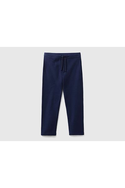 United Colors of Benetton Pantaloni de sport pentru băieți bleumarin - imprimeu cu logo și talie adunată
