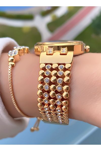 Fiesta Gold Yellow Steel Cord Bridal, Engagement, Wedding Small Case Wrist Watch