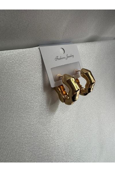 demirosa Wave Form Gold Color Women's Earrings”