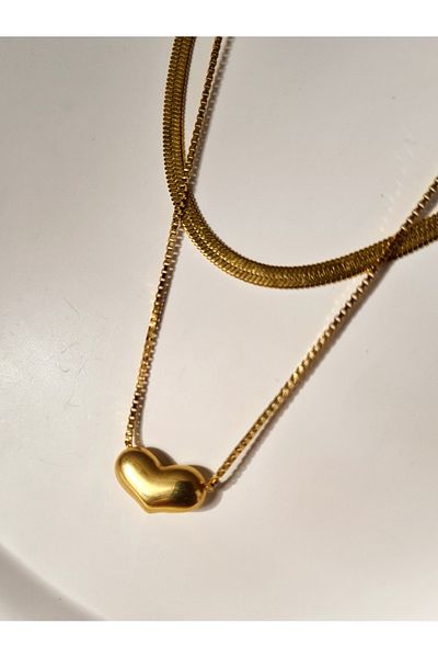 Mirage Design Gold Detailed Steel Necklace 21