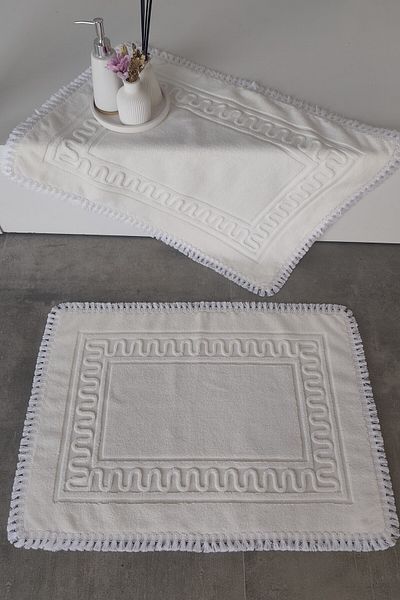 Sevim Set of 2 Tassel Foot Towels-50 X 70 Cm-100% Cotton Mop