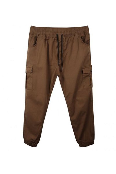marufshop Tan Plus Size Lycra Cargo Pocket Jogger Παντελόνι