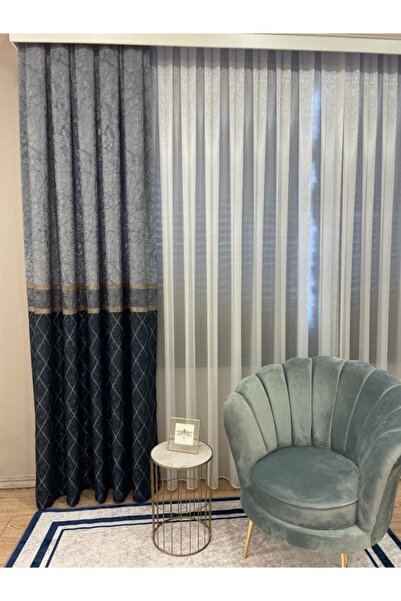 Brillant Liva Alita Model 1/2,50 Pile Fon Perde Lacivert-gri