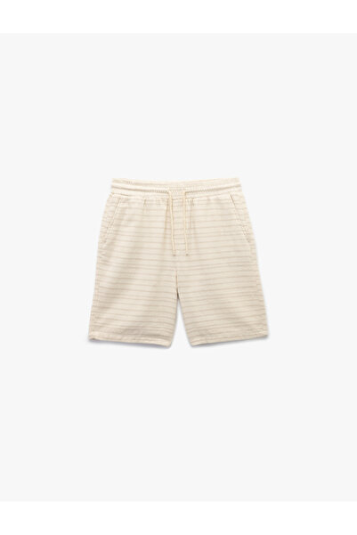 Koton Cotton Pocket Detailed Patterned Lace-Up Shorts