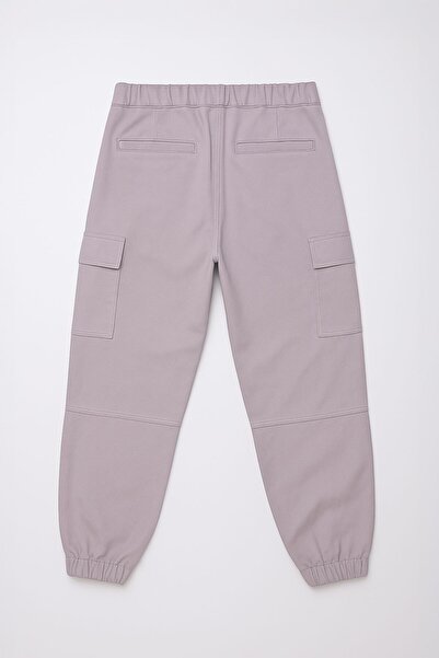 Bluewhite Women's High Waist Cargo Pocket Elastic Leg Lilac Jean Trousers