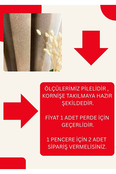 Brillant Keten Görünümlü Örgü Detaylı Desen 1/2,50 Pile Fon Perde