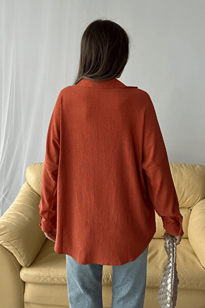 Paw Garage Women's Olivia Tile Oversize Wrinkled Fabric Summer Shirt