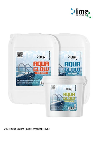 Lime Cleaner Havuz Parlatıcı, Sıvı pH Düşürücü ve Toz Klor %90 | Havuz Kimyasal Üçlüsü Avantajlı Paket 10 kg x 3