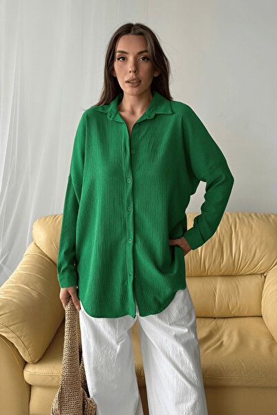 Paw Garage Γυναικείο καλοκαιρινό πουκάμισο Olivia oversized από υφασμάτινο ύφασμα