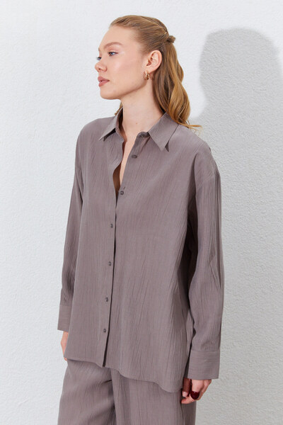 EDITION WOMAN Mink Oversize Shirt |   Ek 100161831
