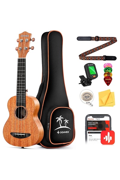 Donner Maun Tenor Ukulele Professional Tenor Ukelele Başlancıç Seti (Natural)
