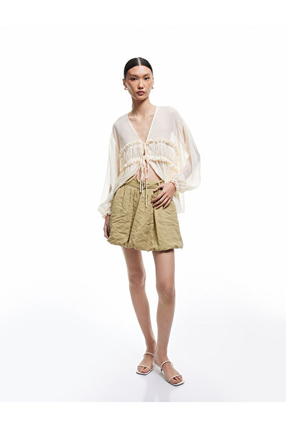 Koton Astarlı Modal Kumaş Kemer Detaylı Mini Balon Etek