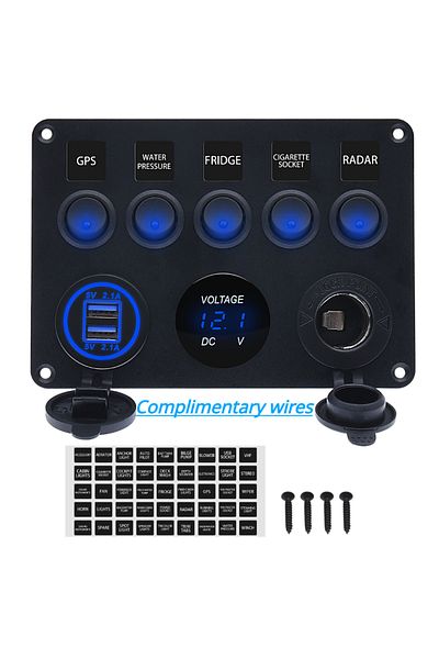 Choice Blue With Switch Led Car Charger 12v Switch Panel Power Outlet 4.2a Dual Usb Charger Digital Voltmet