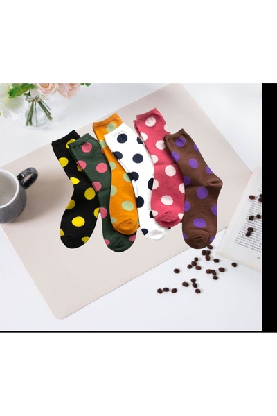 DM DEL MORE SOCKS 6 Pairs Women's Multicolor Polka Dot Socks