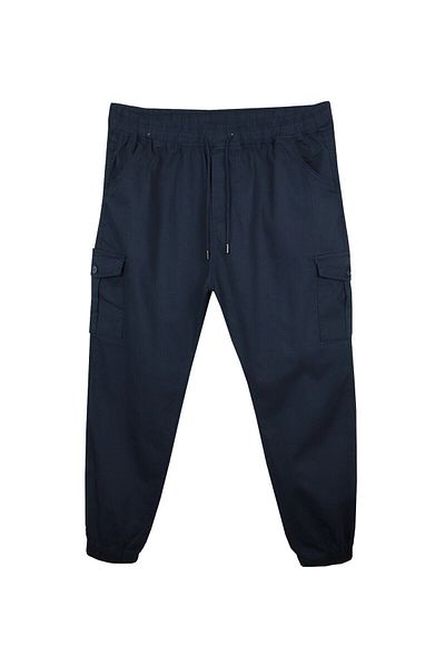 marufshop Large Size Lycra Jogger Pants with Cargo Pockets Navy