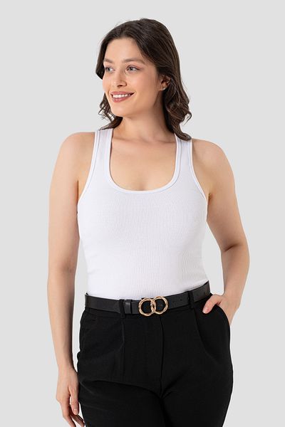 Arma Yıldız White Black Gray Women's Ribbed Undershirt - Thick Straps Basic 3 Pack