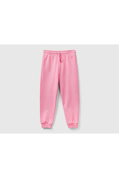 United Colors of Benetton Pantaloni de trening cu logo Benetton roz pentru fete