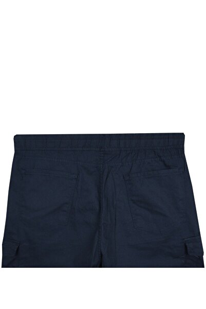 marufshop Men's Large Size Stretch Fabric Jogger Pants with Rubber Legs and Pack of Cargo Pocket Navy Blue