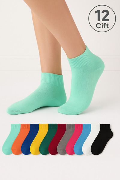Atacık Çorap 12 чифта унисекс чорапи без шарки, цветни чорапи до глезена, подходящи за пране, полутенис чорапи
