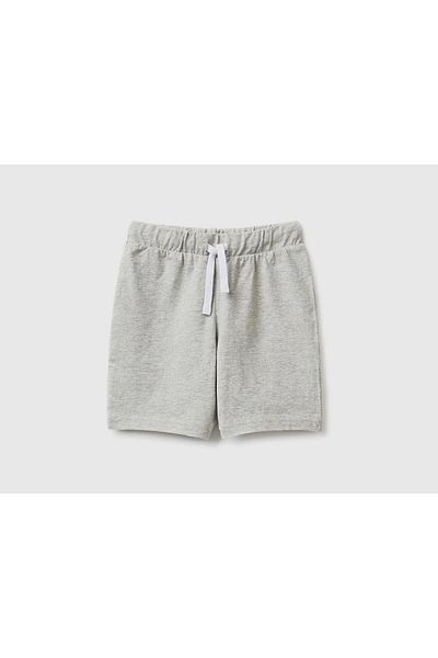 United Colors of Benetton Benetton Logo Gray Melange Boys Bermuda Combed Cotton Shorts