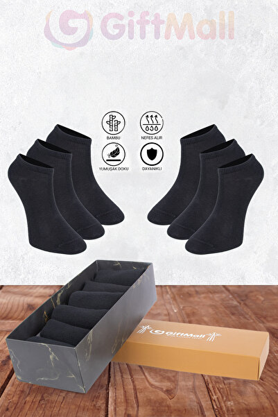 GIFT MALL Bamboo Women's Booties Plain Socks Seamless Premium Boxed 6-Piece