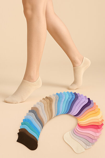 Atacık Çorap 8 Pairs of Women's Sports Shoes - Solid Colored, Ankle Length, M...