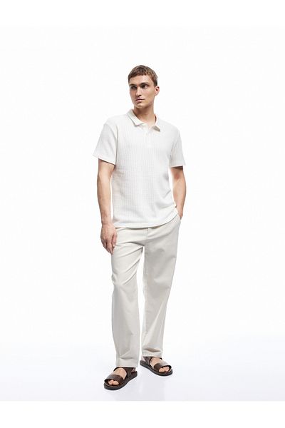 Koton Regular Fit Short Sleeve Textured Polo Neck T-Shirt