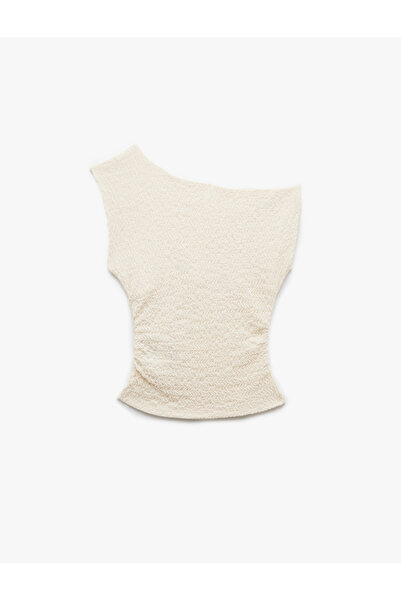 Koton Draped Asymmetric Neckline Wrap Sleeveless Blouse