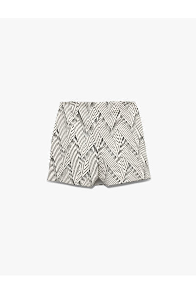 Koton Gabardine Cotton Slim Fit Geometric Patterned Mini Shorts Skirt