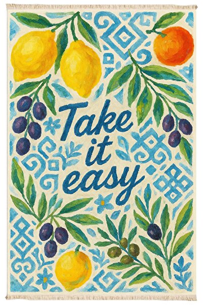 Markaev Take it Easy Baskılı Dokuma Taban Halı 259 YNG