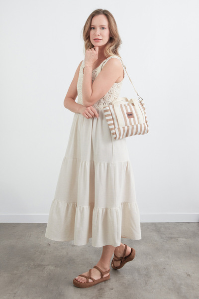 Fulla Moda Basic Yazı Baskılı Keten Çanta