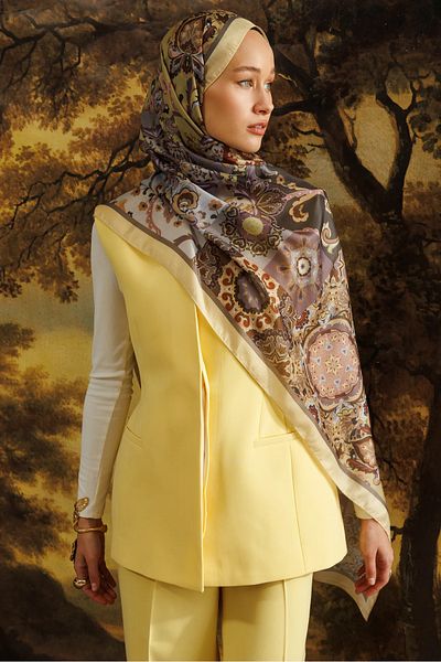 Mooncorn Yellow Solhar Pattern Cotton Shawl