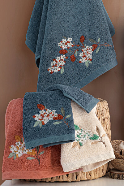 MARİBOR Estel - %70 Bambu / %30 Pamuk Nakışlı El Havlusu - 6'lı Set 50x90