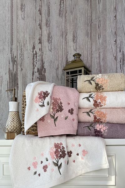 MARİBOR Narissa - 70% Bamboo / 30% Cotton 3D Embroidered Hand Towel - Set of 6 50X90