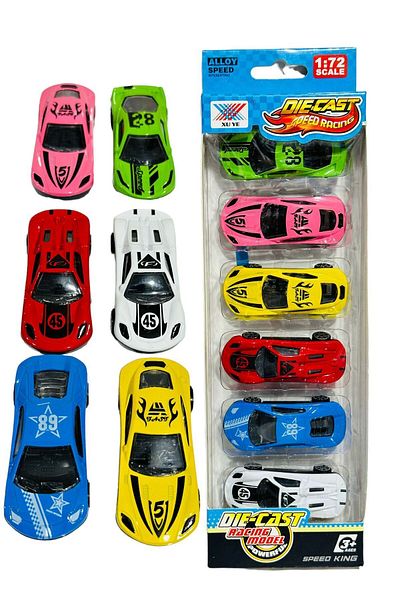 tmtoysandmore طقم لعبة سيارة صغيرة معدنية ملونة مكون من 6 قطع معاً