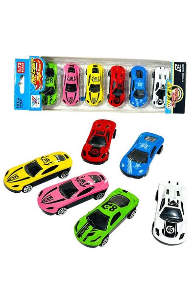 tmtoysandmore طقم لعبة سيارة صغيرة معدنية ملونة مكون من 6 قطع معاً