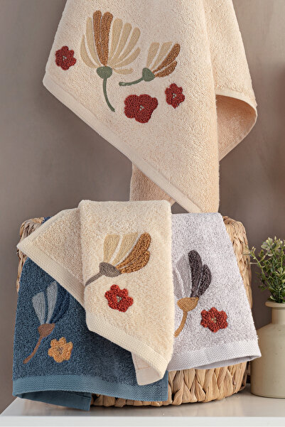 MARİBOR Rioko - %70 Bambu / %30 Pamuk Nakışlı El Havlusu - 6'lı Set 50x90