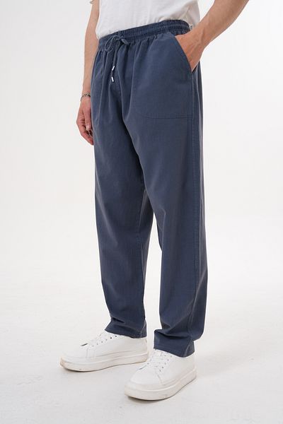 BigBrossBoutique Smoked Men's Summer Cotton Linen Blended Comfortable Fit Trousers