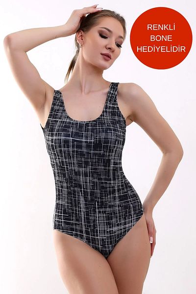 aykum Swimmer Swimsuit with Pattern and Bonnet Gift